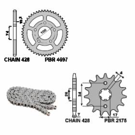 EK1177 Chain and Sprockets Kit 14 / 54 / 428 PBR SWM SM125R 2016 > 2021