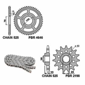 EK1256G Chain and Sprockets Kit 17 / 45 / 525 PBR BMW S RR HP4 2013 > 2014