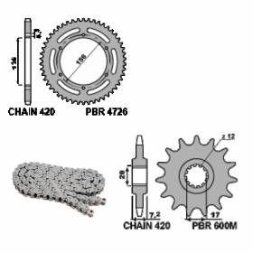 EK1281 Chain and Sprockets Kit 11 / 58 / 420 PBR FANTIC MOTOR MOTARD CASA 2018 > 2020