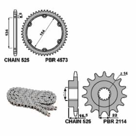 EK1317G Chain and Sprockets Kit 15 / 38 / 525 PBR DUCATI 1098 2007 > 2010