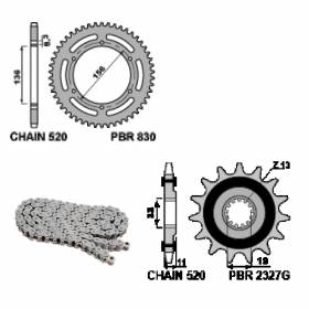 EK1374 Chain and Sprockets Kit 14 / 50 / 520 PBR FANTIC MOTOR CABALLERO 4T 2018 > 2020