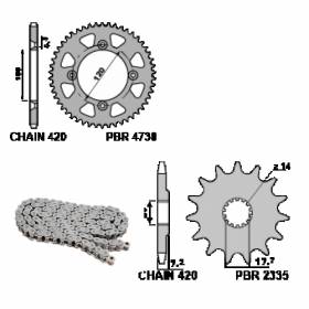 EK1905 Chain and Sprockets Kit 14 / 47 / 420 PBR YAMAHA YZ 2018 > 2023