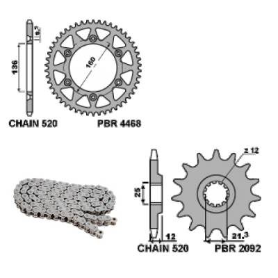 EK1961 Chain and Sprockets Kit 14 / 38 / 520 PBR VOR SM-E 2002
