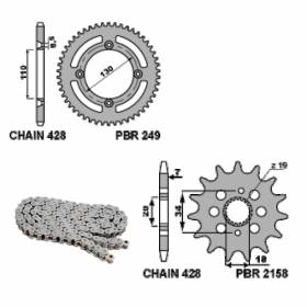 EK2503 Chain and Sprockets Kit 15 / 56 / 428 PBR HONDA CRF R 2012