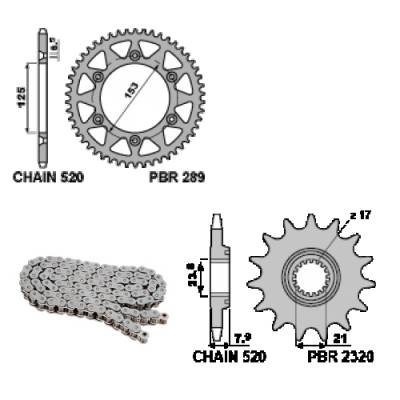 EK2553 Chain and Sprockets Kit 13 / 48 / 520 PBR HONDA CRF 2018 > 2023