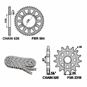 EK2741G Chain and Sprockets Kit 17 / 43 / 520 PBR SUZUKI GSX-R 2017 > 2022