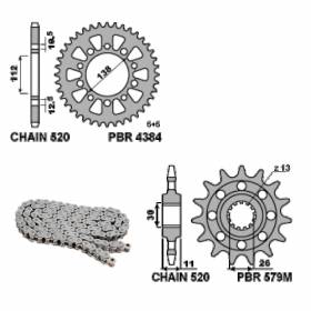 EK2852G Chain and Sprockets Kit 16 / 41 / 520 PBR YAMAHA YZF-R1 2015 > 2021