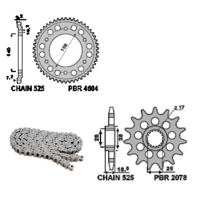 EK2961G Chain and Sprockets Kit 17 / 42 / 525 PBR HUSQVARNA NUDA R 2012 > 2013