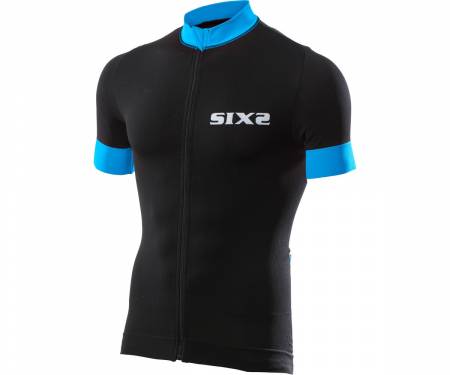 ASBIK3XSAZFI Bike SIX2 rayas negro / azul claro mangas cortas jersey - XS