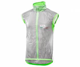 SIX2 Windproof vest TRASPARENT/GREEN FLUO