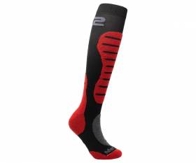 SIX2 Long reinforced Merinos wool socks BLACK/RED