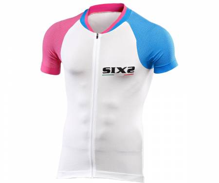 BK3U-XLBAZFU Bike SIXS ultraligero azul claro / rosa camiseta de manga corta - XL