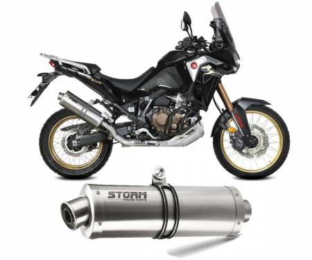 74.H.079.LX2 Steel  Exhaust Muffler Storm by Mivv Oval Honda CRF 1100 L Africa Twin 2020 > 2024