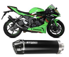 Exhaust Storm by Mivv Muffler Gp Nero Steel with carbon end cap for KAWASAKI ZX-6 R 636 2021 > 2024