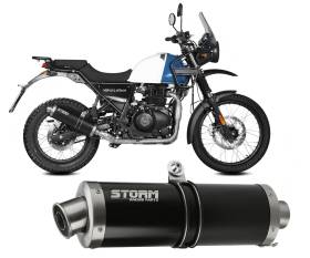 Exhaust Muffler Oval Storm Black Stainless Steel for Royal Enfield HIMALAYAN 2021 > 2023