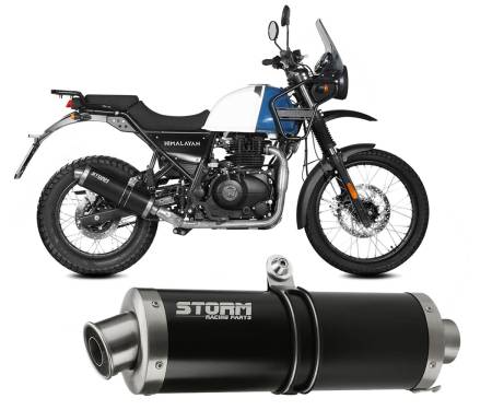 74.RE.001.LX1B Exhaust Muffler Oval Storm Black Stainless Steel for Royal Enfield HIMALAYAN 2021 > 2023