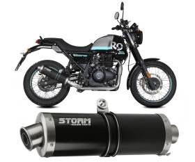 Exhaust Muffler Oval Storm Black Stainless Steel for Royal Enfield SCRAM 411 2022 > 2024