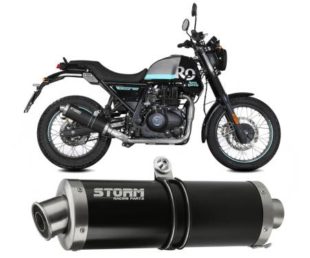 74.RE.001.LX1B Exhaust Muffler Oval Storm Black Stainless Steel for Royal Enfield SCRAM 411 2022 > 2024