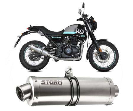 74.RE.001.LX1 Exhaust Muffler Oval Storm Stainless Steel for Royal Enfield SCRAM 411 2022 > 2024