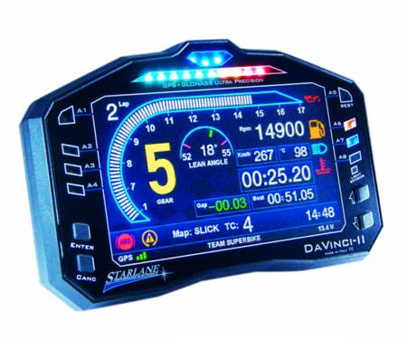CDAV2XR_DPKV2RKZX6 STARLANE Multifunktions-Digital-Dashboard mit integriertem GPS DAVINCI-II R X-Series + Kabelstecker-Kit für Kawasaki Z 1000 2007 > 2013