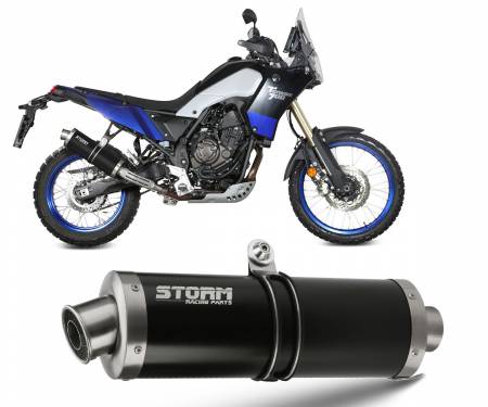 74.Y.064.LX1B Exhaust Storm by Mivv black Muffler Oval Steel for Yamaha Tenere 700 2019 > 2024