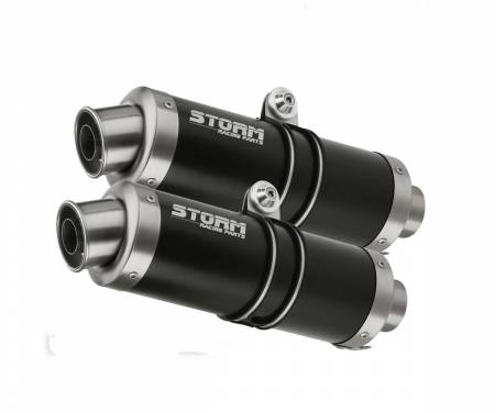 74.A.004.LX1B Exhaust Storm by Mivv Mufflers Oval Nero Steel for Aprilia Rsv 1000 2004 > 2008