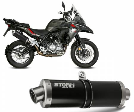 74.E.004.LX2B Exhaust Storm by Mivv Oval Black inox for Benelli TRK 502 X 2018 > 2024