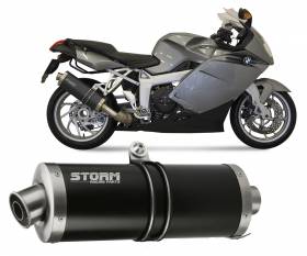 Exhaust Storm by Mivv black Muffler Oval Steel for Bmw K 1200 R / S / Gt 2005 > 2008