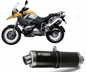 Exhaust Storm by Mivv Muffler Oval Nero Steel for Bmw R 1200 Gs 2004 > 2007