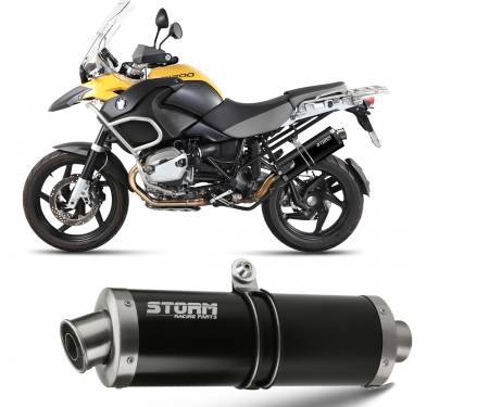 74.B.012.LX2B Exhaust Storm by Mivv Muffler Oval Nero Steel for Bmw R 1200 Gs 2010 > 2012
