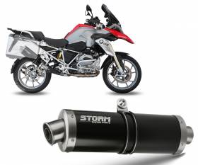 Exhaust Storm by Mivv Muffler Oval Nero Steel for Bmw R 1200 Gs 2013 > 2016