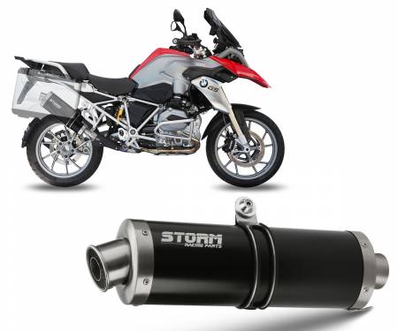74.B.016.LX2B Exhaust Storm by Mivv Muffler Oval Nero Steel for Bmw R 1200 Gs 2013 > 2016