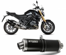 Exhaust Storm by Mivv Muffler Oval Nero Steel for Bmw R 1200 R 2015 > 2018