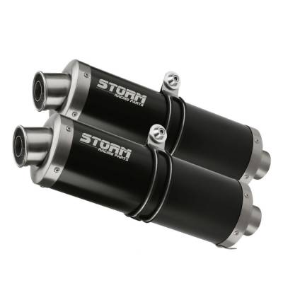 74.AD.001.LX1B Exhaust Storm by Mivv black Mufflers Oval Steel for Ducati Monster 600 1993 > 1998