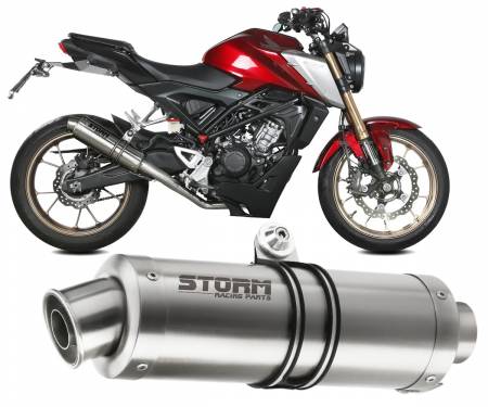 74.H.077.LXS + 74.ACC.073.A1 Full catalyzed System Storm by Mivv Muffler Gp Steel Complete Honda Cb 125 R 2021 > 2023