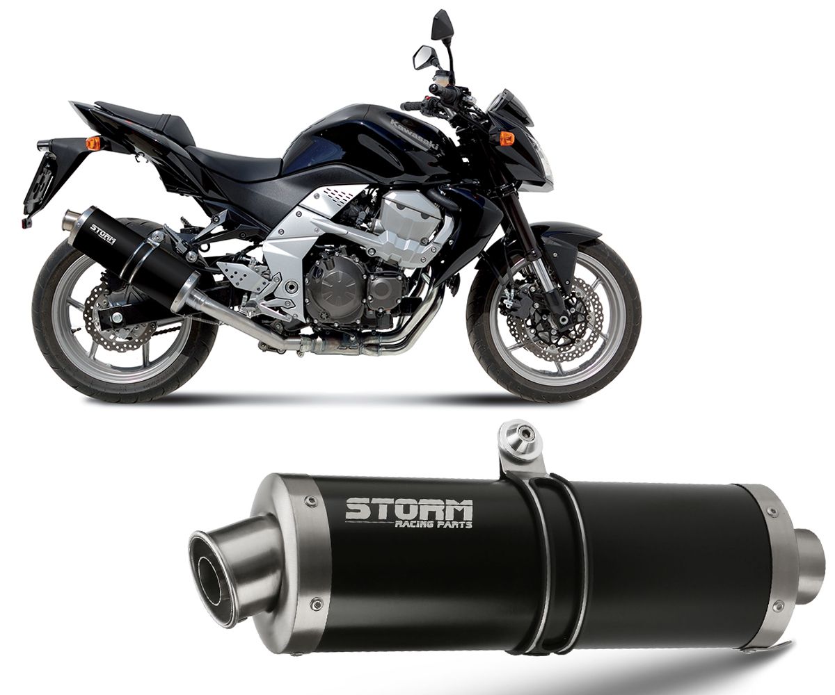 Escape Storm by Mivv Silenciador Oval Nero Acero para Kawasaki Z 750