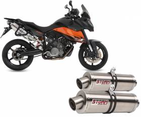 Exhaust Storm by Mivv Mufflers Oval Steel for Ktm 990 Supermoto Smt 2009 > 2013