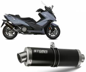 Exhaust Storm by Mivv Muffler Oval Nero Steel for Kymco Ak550 2017 > 2020