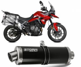 Exhaust Storm by Mivv Muffler OVAL Stainless Steel BLACK for Triumph Tiger 900 / GT / PRO / RALLY 2021 > 2024