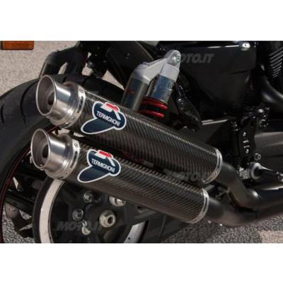 HD03080CR Harley Davidson Xr 1200 R 2008 > 2013 Exhausts Termignoni Mufflers Round Carbon Stainless Steel 