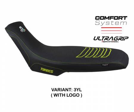 APTU66BC_3YL_1 Seat saddle cover Boras comfort system Yellow YL + logo T.I. for Aprilia Tuareg 660 2021 > 2024