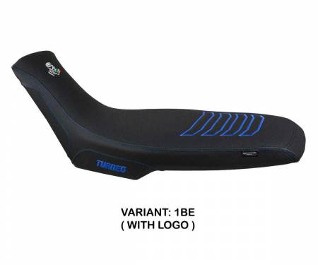 APTU66BU_1BE_1 Seat saddle cover Boras Ultragrip Blue BE + logo T.I. for Aprilia Tuareg 660 2021 > 2024