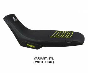 Seat saddle cover Boras Ultragrip Yellow YL + logo T.I. for Aprilia Tuareg 660 2021 > 2024