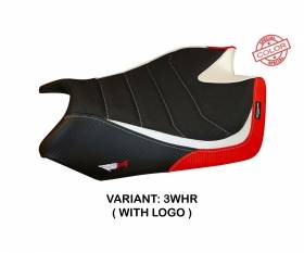 Seat saddle cover Barrie Special Color Ultragrip White - Red (WHR) T.I. for APRILIA RSV4 2009 > 2020