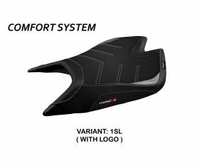 Sattelbezug Sitzbezug Nashua comfort system Silber SL + logo T.I. fur Aprilia Tuono V4 Factory 2021 > 2023