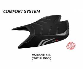 Sattelbezug Sitzbezug Nashua special color comfort system Silber SL + logo T.I. fur Aprilia Tuono V4 Factory 2021 > 2023