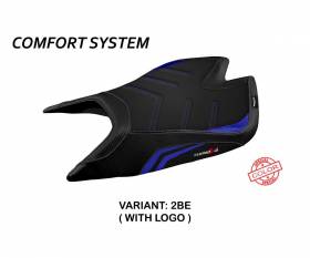 Housse de selle Nashua special color comfort system Bleu BE + logo T.I. pour Aprilia Tuono V4 Factory 2021 > 2023