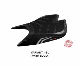 Housse de selle Nashua special color ultragrip Argent SL + logo T.I. pour Aprilia Tuono V4 Factory 2021 > 2023