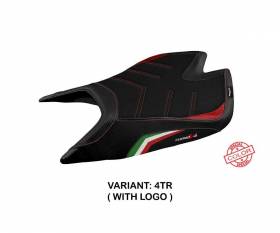 Housse de selle Nashua special color ultragrip Tricolore TR + logo T.I. pour Aprilia Tuono V4 Factory 2021 > 2023