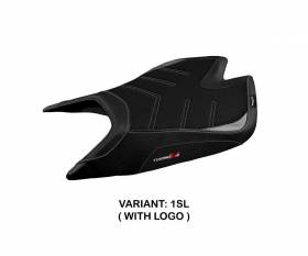Housse de selle Nashua ultragrip Argent SL + logo T.I. pour Aprilia Tuono V4 Factory 2021 > 2023